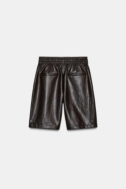 ZARA БЕРМУДЫ ИЗ ИСКУССТВЕННОЙ КОЖИ, ТЕМНО-КОРИЧНЕВЫЙ