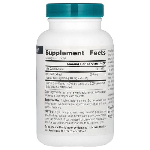 Source Naturals, Парагвайский чай (мате), 600 мг, 90 таблеток