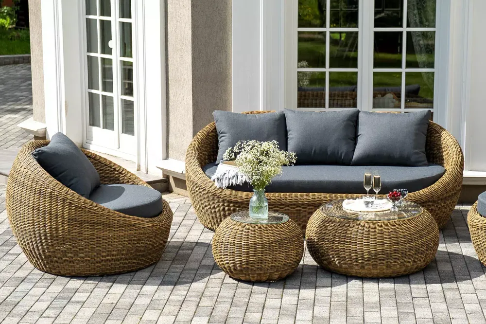 "Барселона" лаунж-зона из искусственного ротанга, цвет соломенный