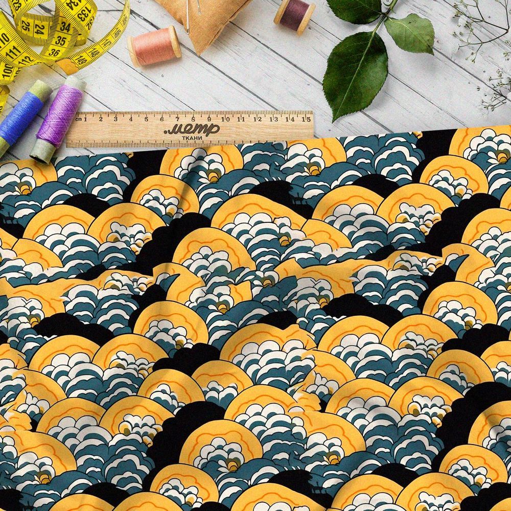 Ткань премиум флис призрачные облака