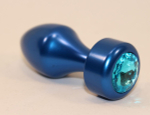 Синяя анальная пробка с голубым кристаллом - 7,8 см. (Цвет: голубой)