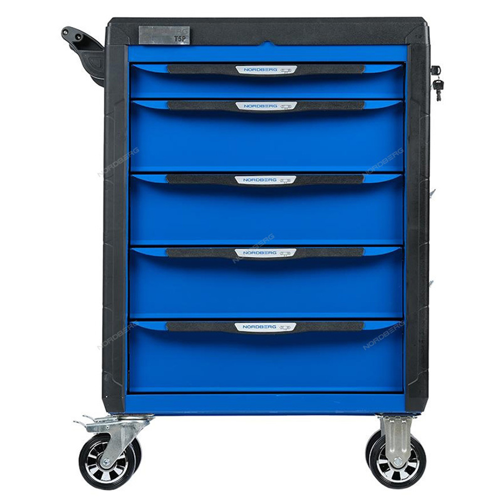 NORDBERG (T5P(B))Тележка инструментальная, 5 выдвижных ящиков, с системой защиты от опрокидывания, синяя