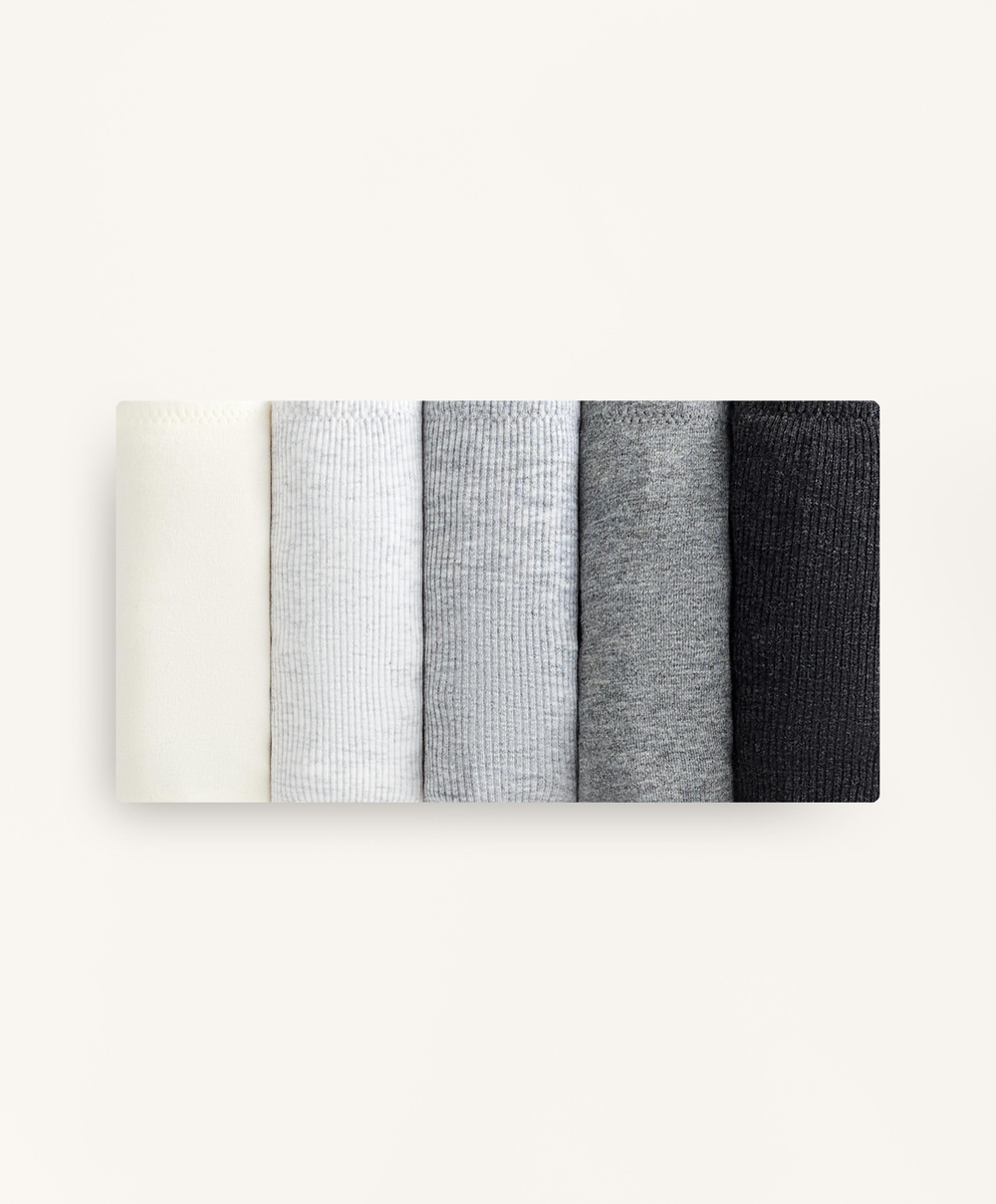 OYSHO Набор из 5 пар классических трусов из хлопковой смеси, серый меланж