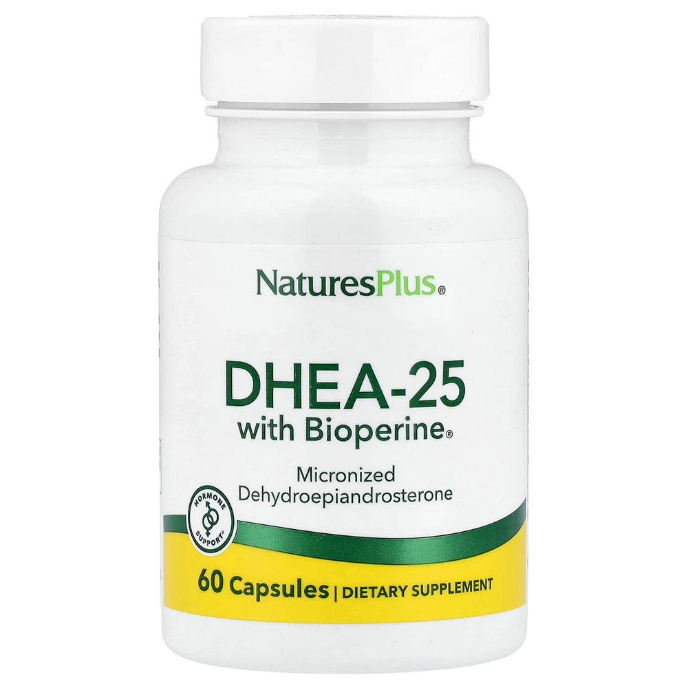 NaturesPlus, ДГЭА-25 с Bioperine®, 60 капсул