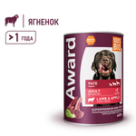 Влажный корм AWARD для взрослых собак паштет из ягненка с яблоком 400г