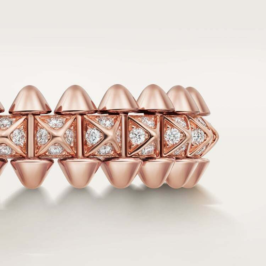 Кольцо Clash de Cartier ring, small model, paved in rose gold