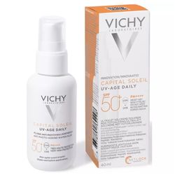 Невесомый солнцезащитный флюид для лица против признаков фотостарения Vichy UV-Age Daily SPF 50+, 40 мл