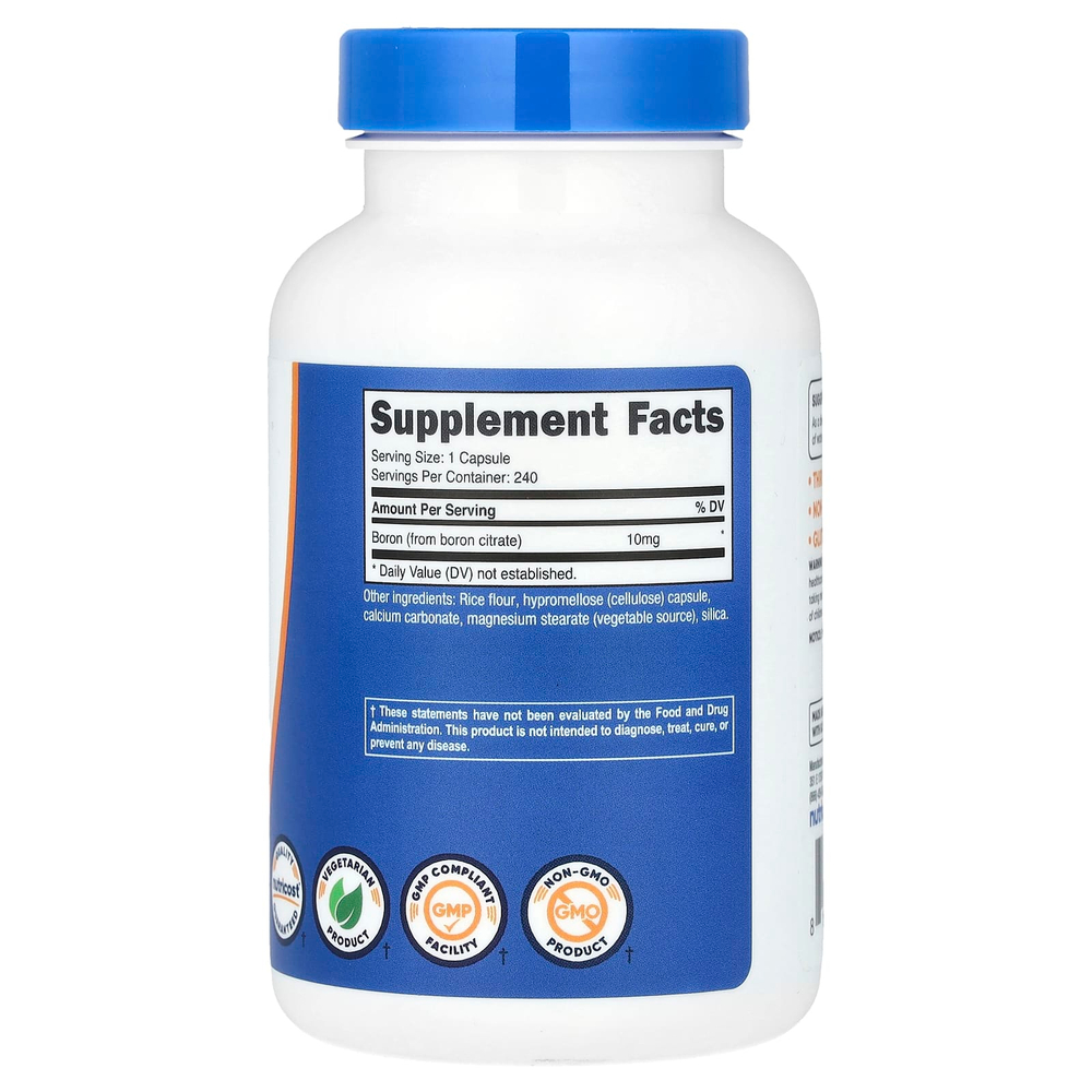 Nutricost, Бор, 10 мг, 240 капсул