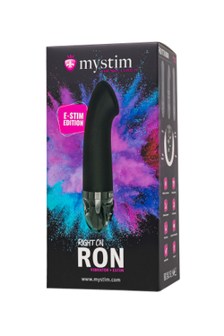 Вибратор Mystim Right on Ron с электростимуляцией, силикон, черный, 16,5 см