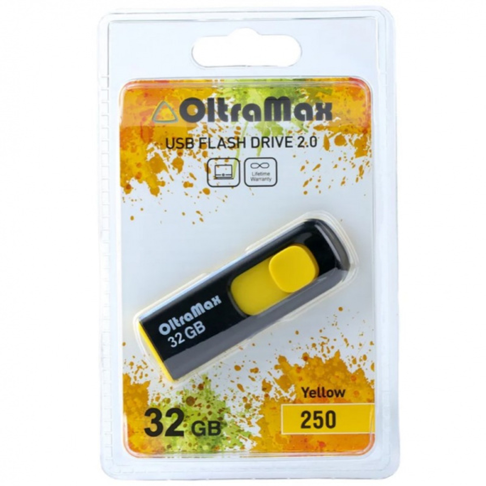 Флешка OltraMax OM-250 32GB черно-желтая USB 2.0