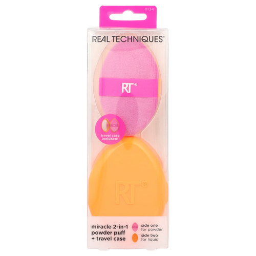 Real Techniques, Пуховик Miracle 2-in-1 с дорожным футляром, набор из 2 предметов