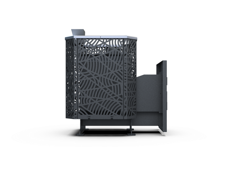 Банная печь Душа- 15 Сетка Модерн Закрытая Каменка стекло 8мм