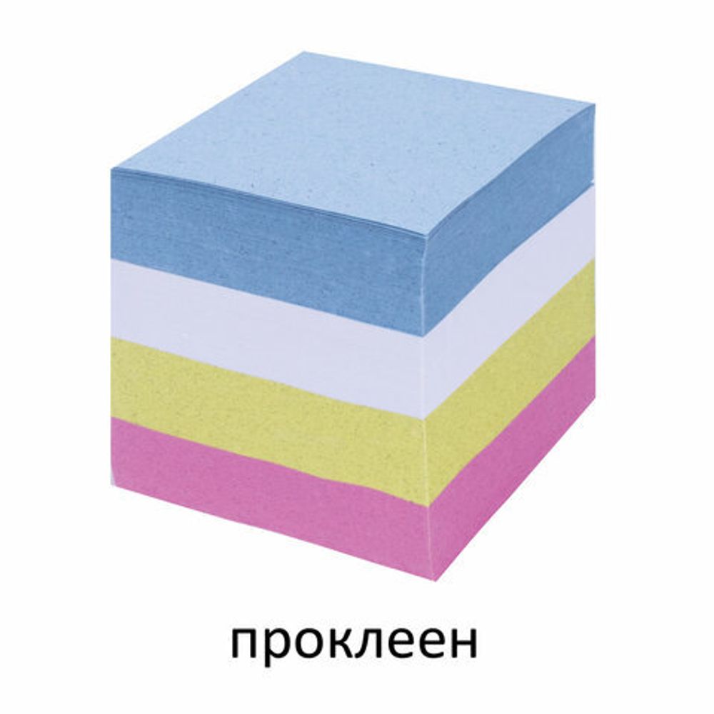 Блок для записей STAFF, проклеенный, куб 8х8 см, 800 листов, цветной, чередование с белым, 120383