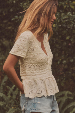 ZARA ТОП С КОНТРАСТНЫМИ ДЕТАЛЯМИ, СВЕТЛО-БЕЖЕВЫЙ