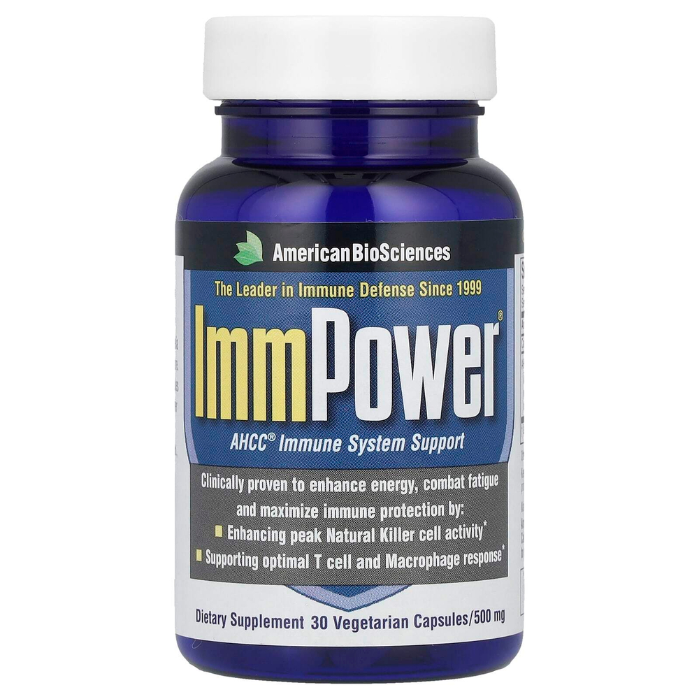 American Biosciences, ImmPower® AHCC®, 500 мг, 30 вегетарианских капсул