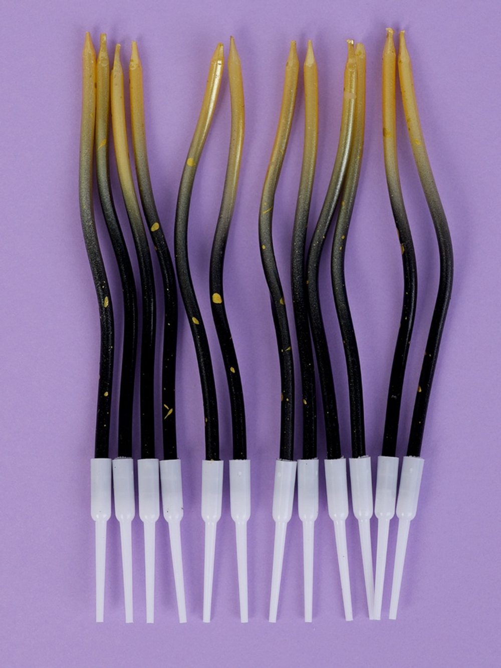 Свечи для торта Серпантин, 12 шт., градиент золотой и чёрный