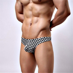 Черно-белые клетчатые трусы-тонги (Размер: L) (Цвет: черный с белым)