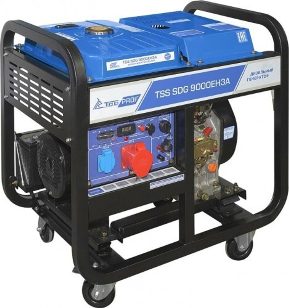 Генератор дизельный с воздушным охлаждением ТСС SDG 9000 EH3A открытая 100031