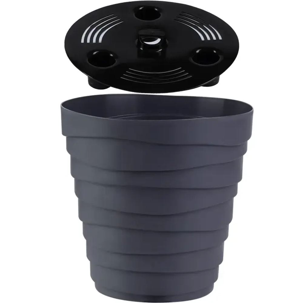 Кашпо для цветов пластиковое 2,25л d-18см «Бархан» Антрацит