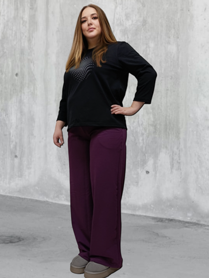 20622 Брюки женские палаццо внизу на резинке футер 2-х нитка виолет (52-164)