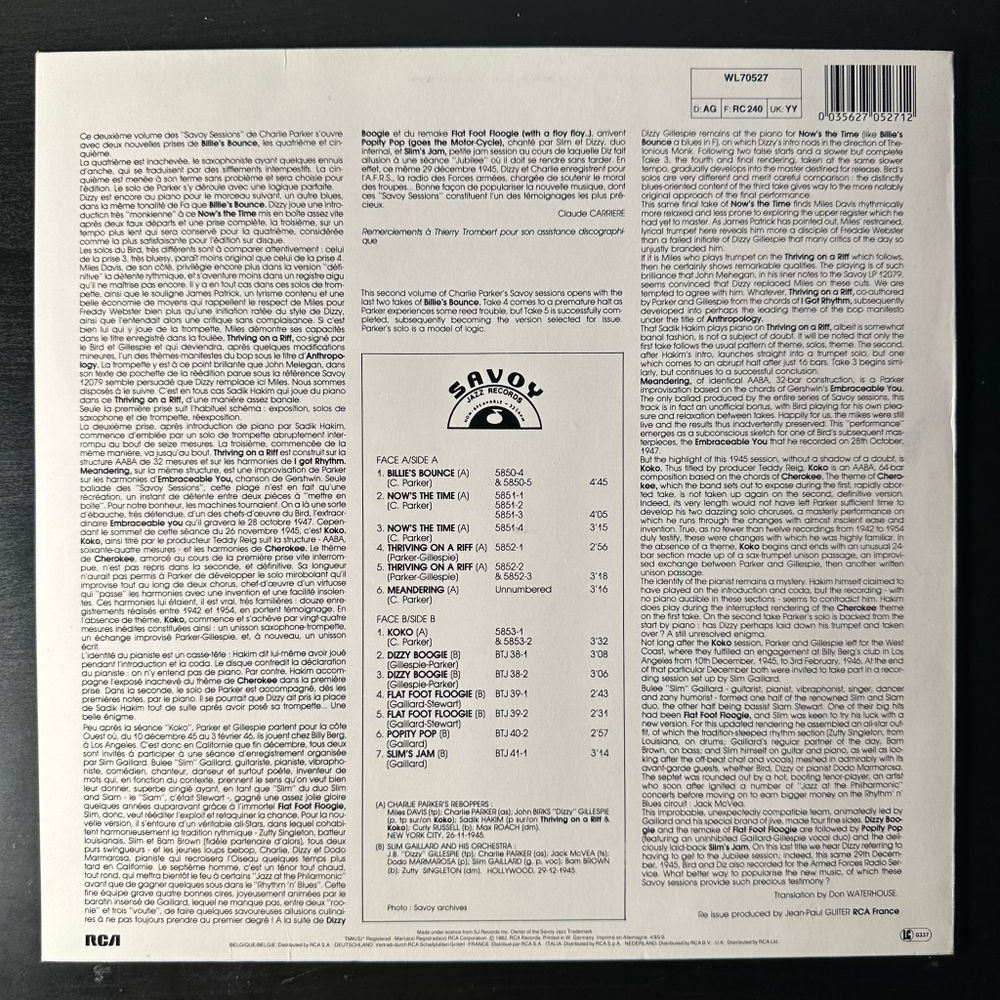 Charlie Parker ‎– The Complete Savoy Sessions Volume 2 (Германия 1985г.)