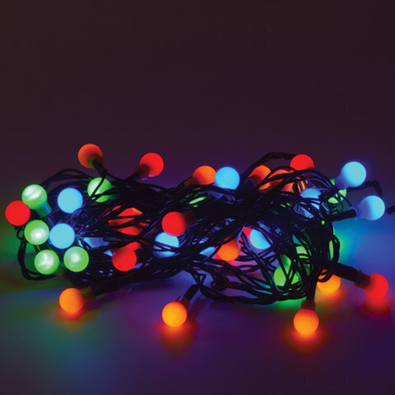 Электрогирлянда-нить комнатная "Шарики" 5 м, 50 LED, мультицветная 220 V, контроллер, ЗОЛОТАЯ СКАЗКА, 591103