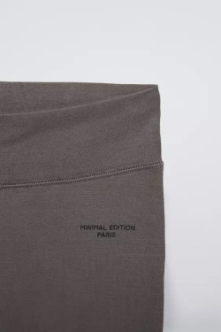 ZARA РАСКЛЕШЕННЫЕ ЛЕГИНСЫ С НАДПИСЬЮ, СЕРЫЙ