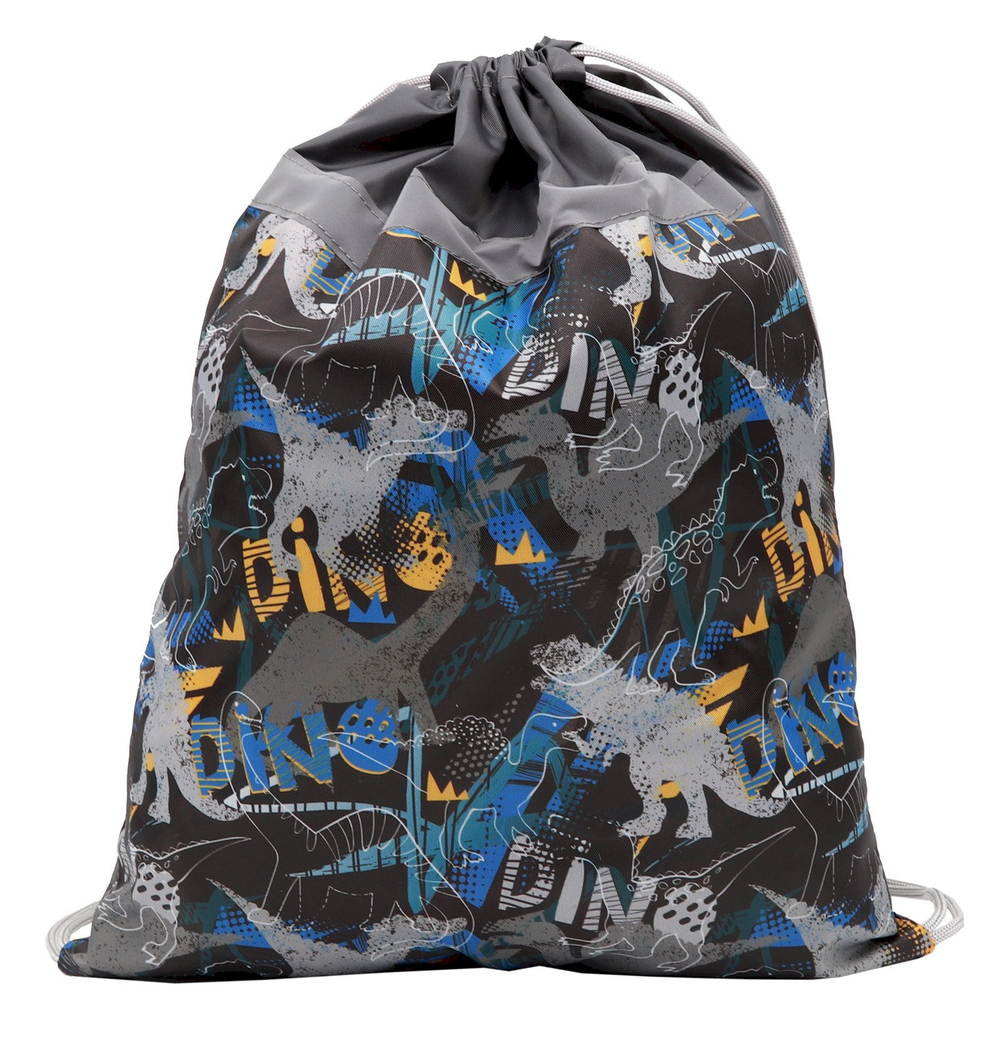 Мешок для обуви ПандаРог Dino, 36х44 см, 1 отделение, запечатка, светоотражающая полоса, пакет с подвесом