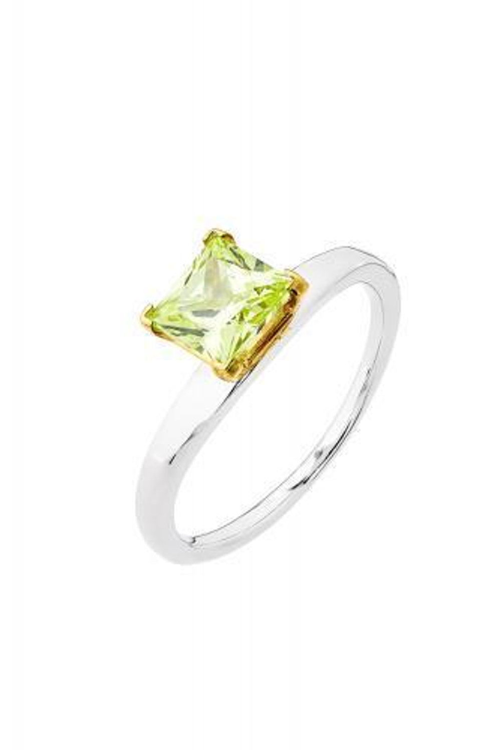 Кольцо сборное из серебра со вставками из зелёного и бесцветных фианитов