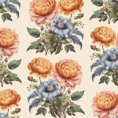 Паттерн цветы на бежевом фоне 2