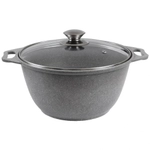 Кастрюля 3л со стеклянной крышкой светлый мрамор КМ-кмс32а