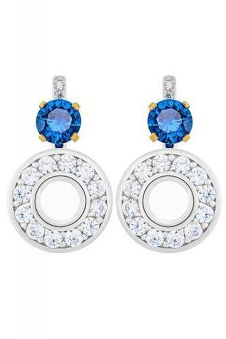 Серьги из серебра со вставками из выращенной шпинели и бесцветных фианитов