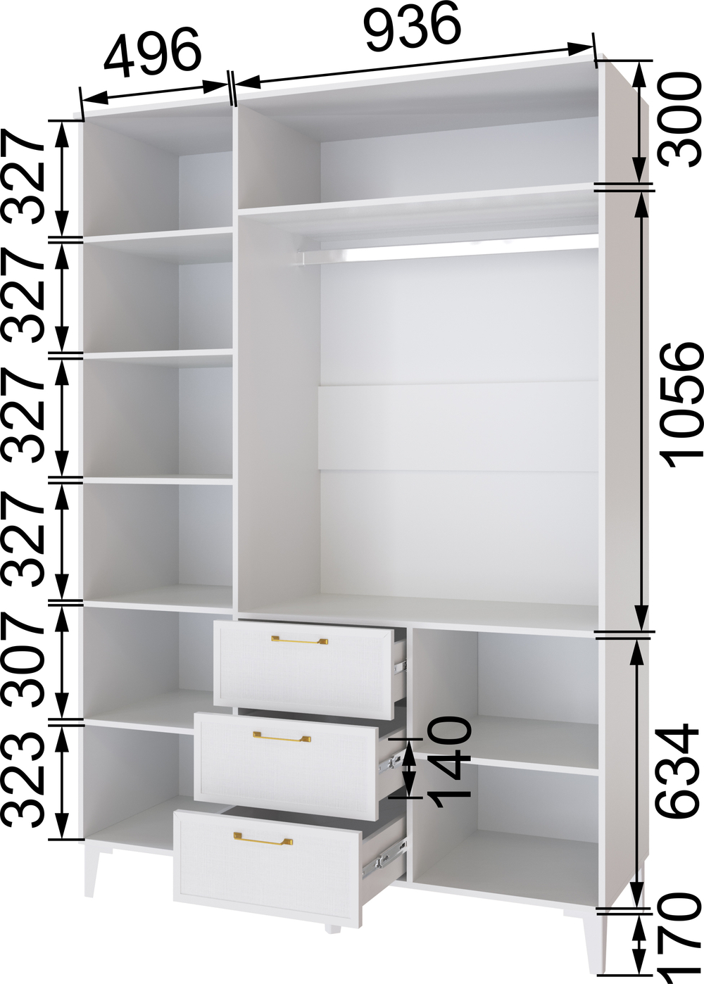 Спальня Толедо Шкаф 3-х ств.с ящиками ТШ-24