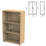 Шкаф закрытый со стеклом "Канц", 700х335х1130 мм
