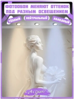 Объемные 3D Фотообои девушка и цветок из мрамора