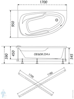 Ванна Triton Мадрид 170x95 (правая)
