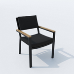 Обеденная группа Ideal Patio КАНА  БОНТА  каркас карбон, стол стекло 180, ткань черная