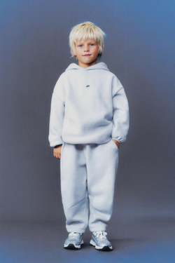 ZARA БРЮКИ BAGGY С ФЛИСОВОЙ ПОДКЛАДКОЙ И ЛОГОТИПОМ, СИНИЙ