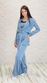 костюм-тройка из шёлк-стрейч