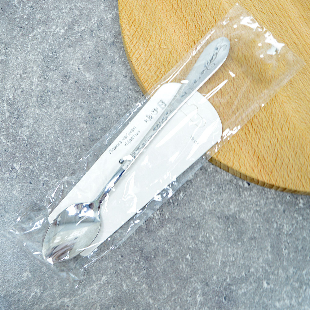 Ложка чайная с удлиненной ручкой 19см "Цветы"