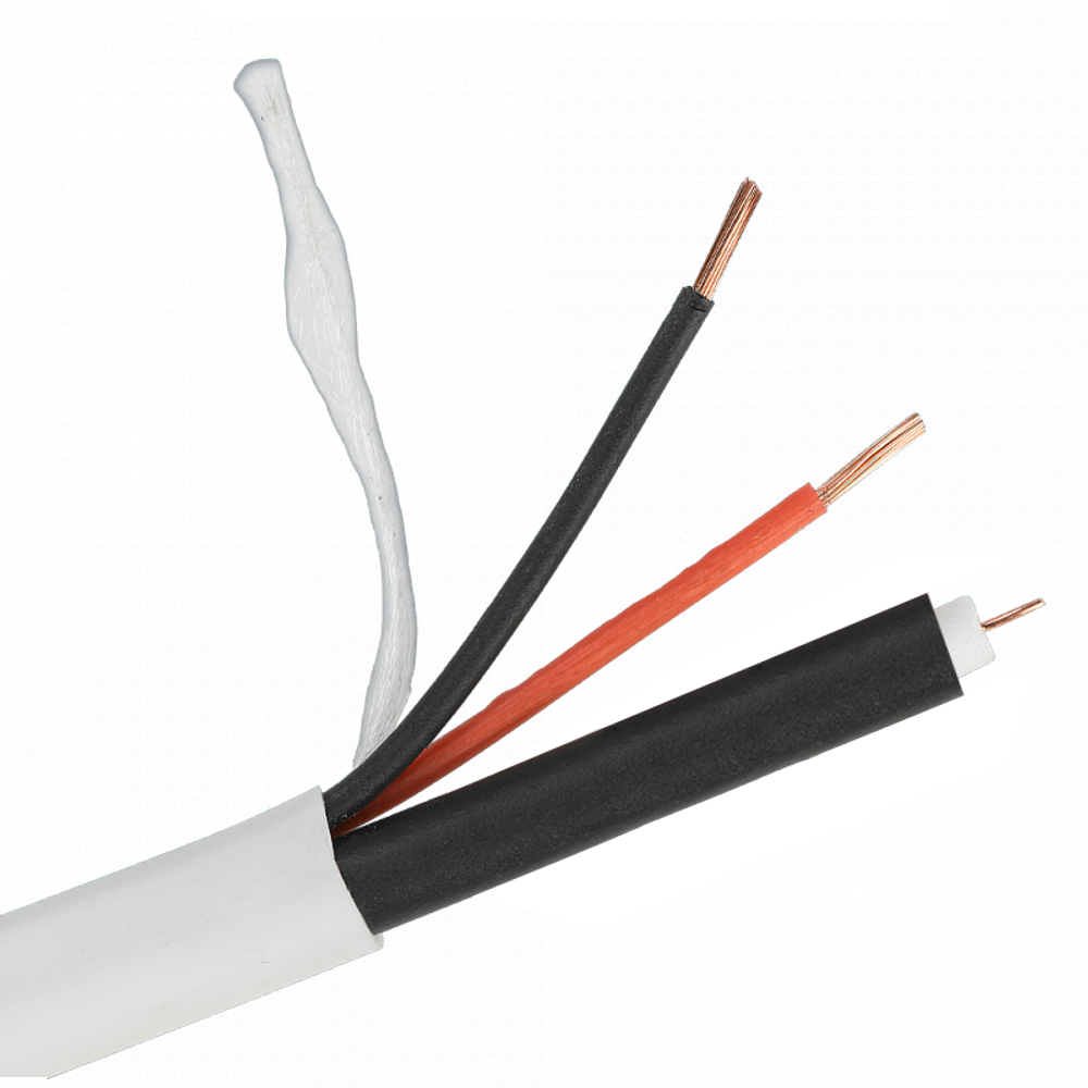 Кабель РК 75+2х0,5 (48) PVC ВНУТРЕННИЙ (белый, 200м) БЕСКАРКАСНЫЙ