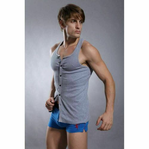 Мужская майка с пуговицами SuperBody Grey