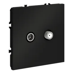 Розетка телевизионная встраиваемая VOLTUM S70 оконечная TV+SAT, (черный матовый)