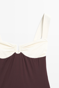 Massimo Dutti Купальник со сборками, коричневый