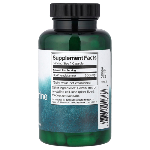 Swanson, DL-фенилаланин, 500 мг, 100 капсул