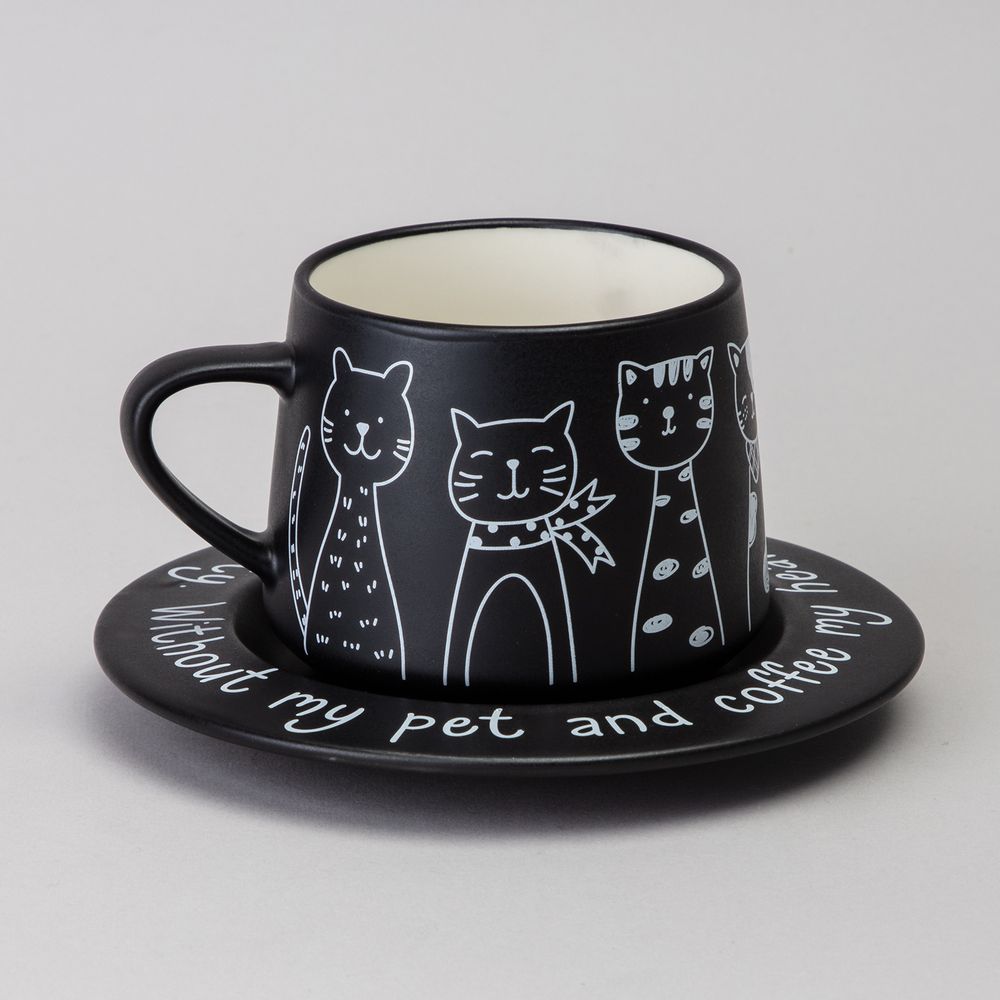 ЧАЙНЫЙ НАБОР LEFARD НА 1 ПЕРСОНУ "КОТЫ" ЦВЕТ ЧЕРНЫЙ