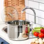 Кастрюля нерж, 9 л, с крыш, Daniks, Общепит, SD-6BP-9, индукц