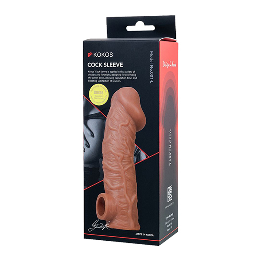Телесная насадка на фаллос 17,6см с отверстием для мошонки Kokos Cock Sleeve 001 Size L