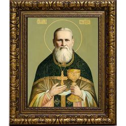Иоанн Кронштадтский Святой праведный. Икона на холсте.