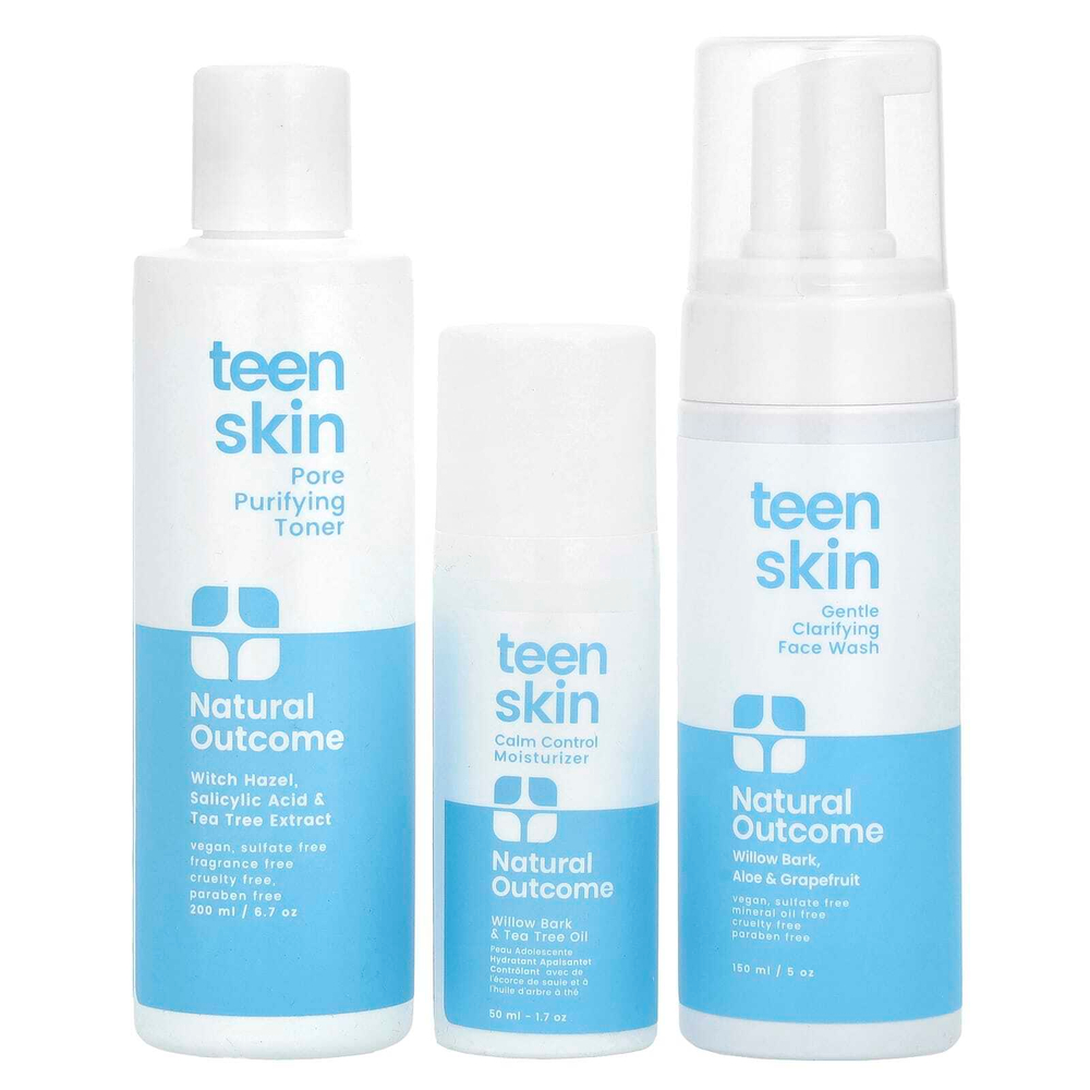 Natural Outcome, Teenskin, набор для повседневного ухода за лицом, набор из 3 предметов